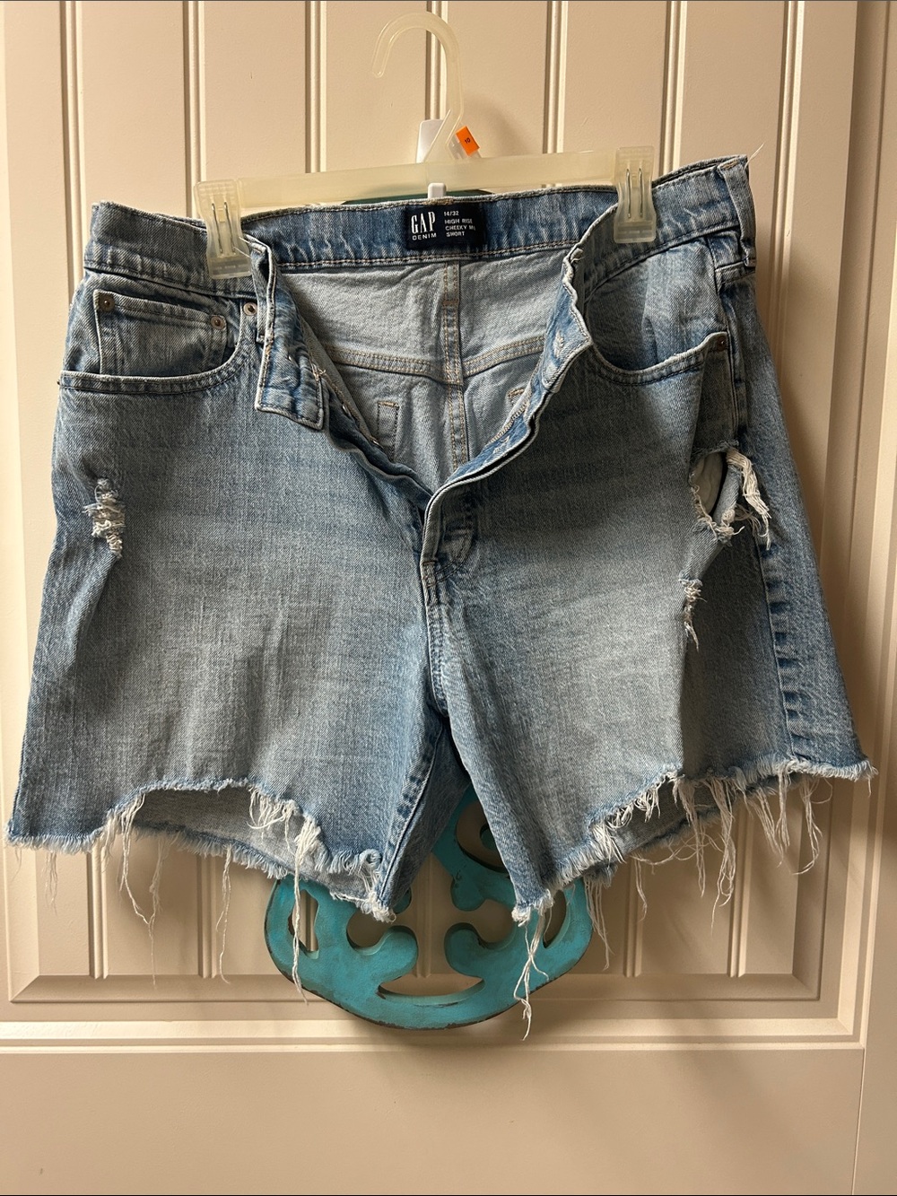 GAP Light Blue Distressed Frayed Hem Jean Shorts